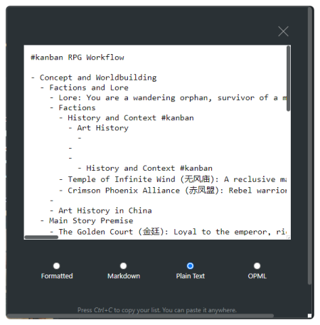 Screenshot of Workflowy Plain Text typeface. 