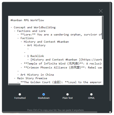 Screenshot of Workflowy Markdown typeface. 
