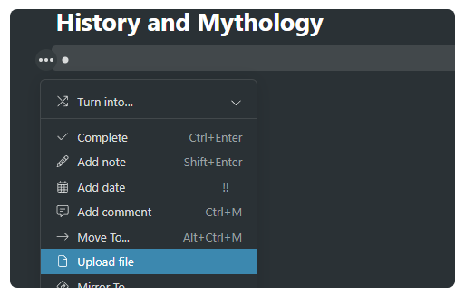 Screenshot of importing Images on Workflowy.